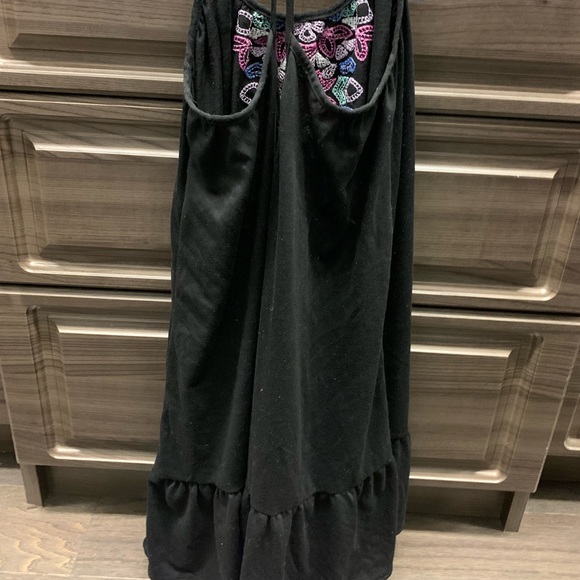 Design Lab short black beach coverup with colorful inlay - Picture 2 of 6